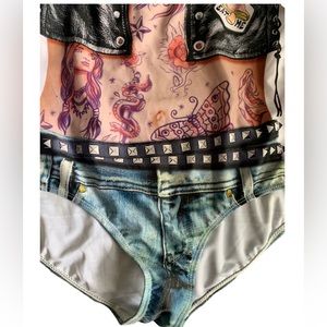 Tattoo body one piece swimsuit